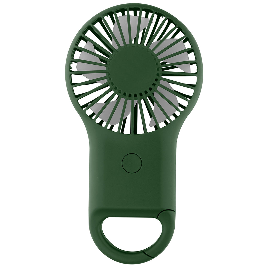 Hit Dark Green Rechargeable Handheld Fan With Carabiner