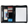 Leed's Black Renaissance Italian Style Leather Zippered Padfolio with FSC Mix Paper