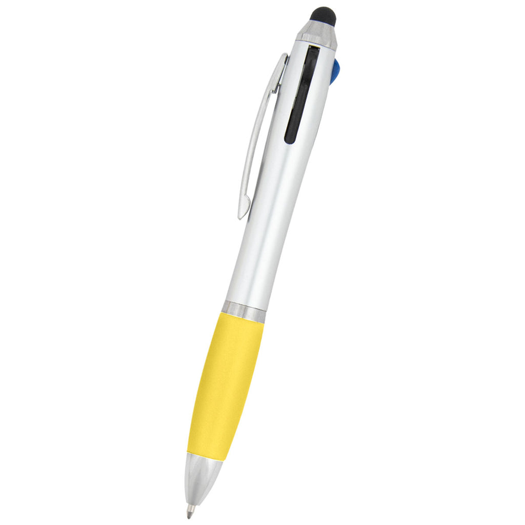 Hit Silver with Yellow 3-In-One Pen with Stylus