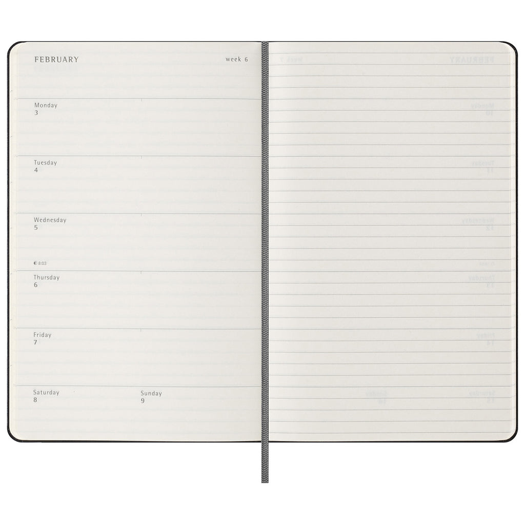 Moleskine Black Hard Cover Large 12-Month Weekly 2025 Planner