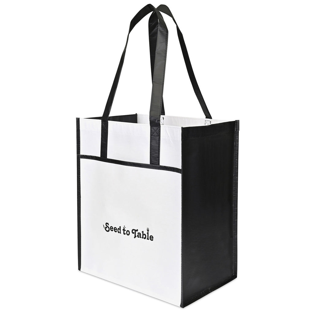 Gemline Black Harlow Laminated Recycled Shopper