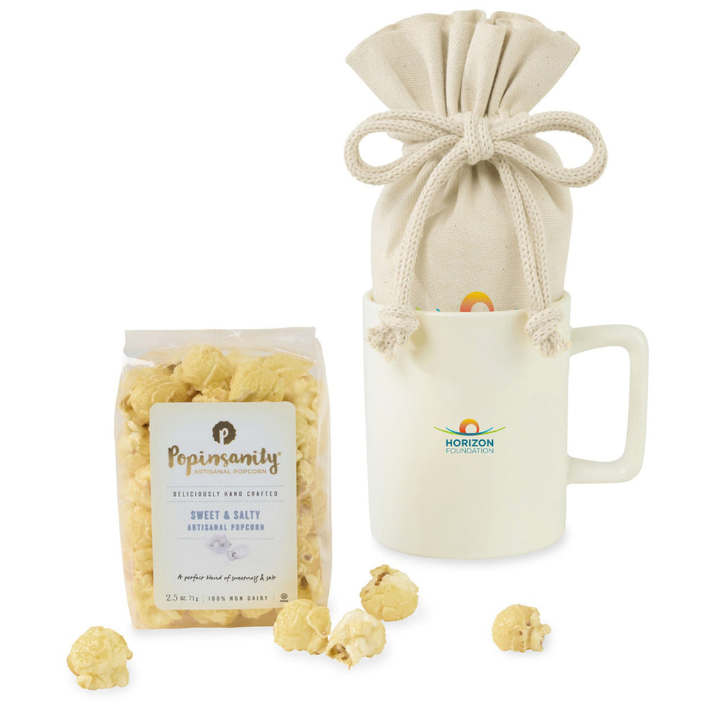 Gourmet Expressions Matte White Poppinsanity Sweet & Salty Artisanal Popcorn Mug Stuffer