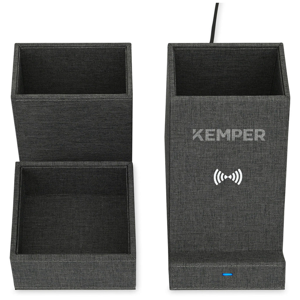 Gemline Charcoal Heather Eden Wireless Charging Desk Organizer