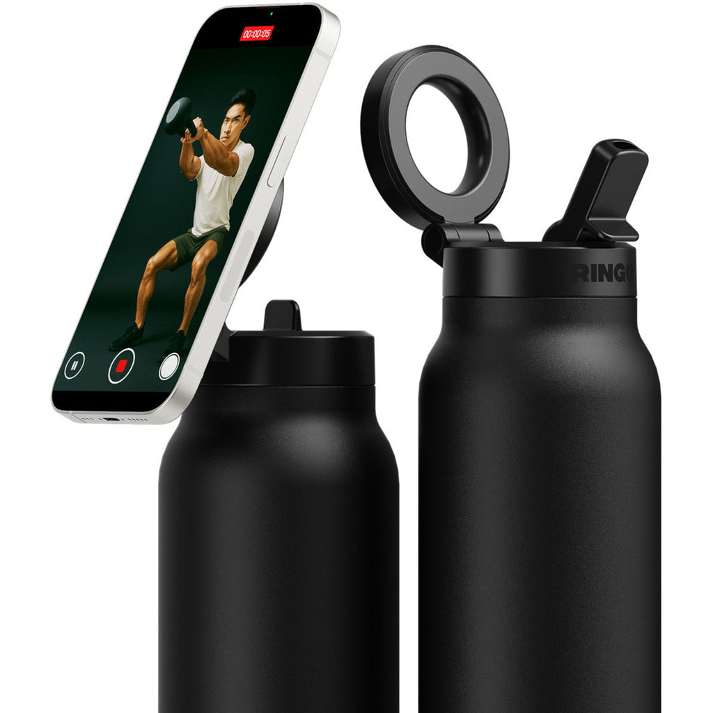 RINGO Black Pro Water Bottle with Magnetic Booster Ring - 32 Oz.