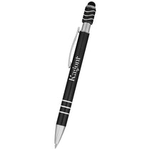 Hit Metallic Black Spin Top Pen With Stylus