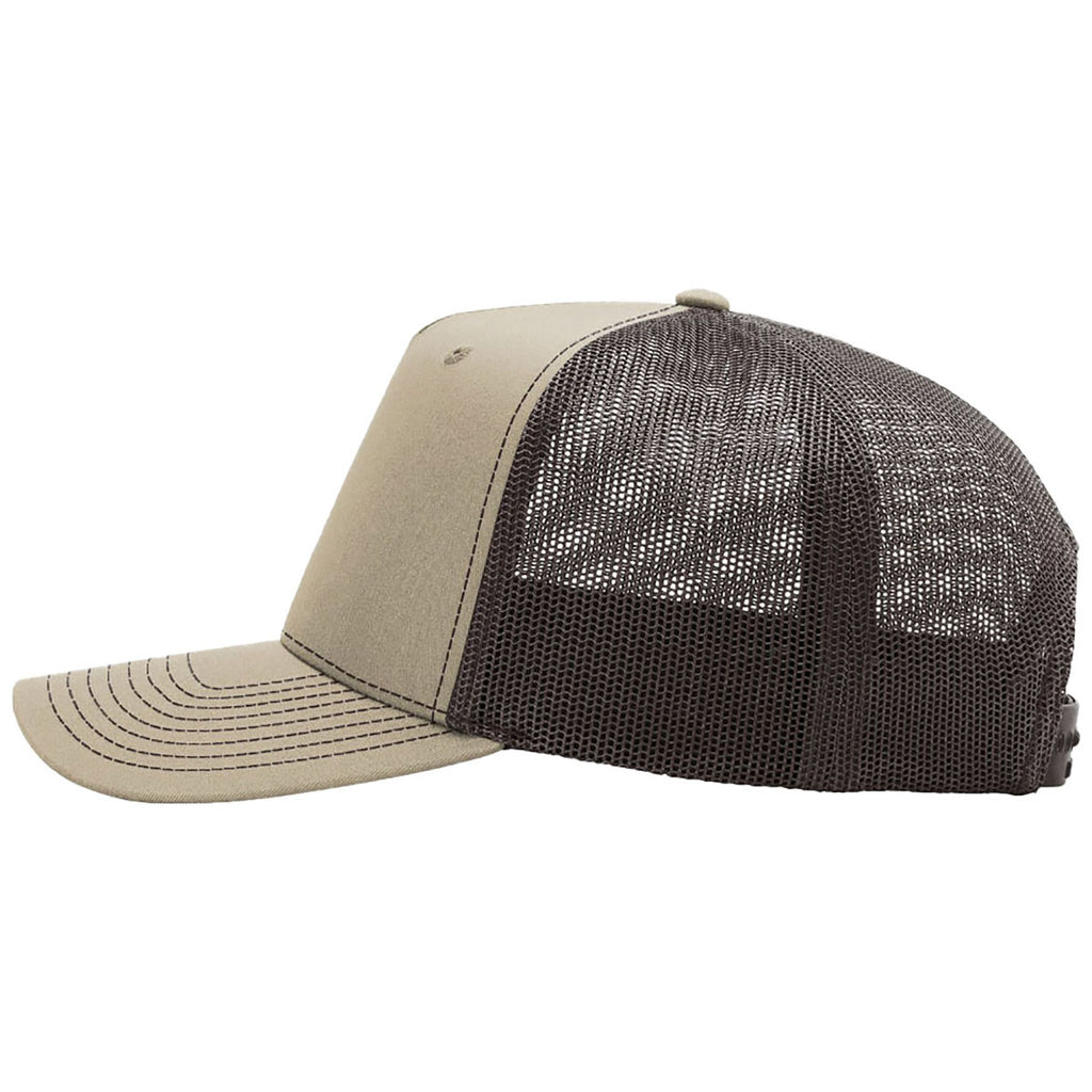 Richardson Khaki/Coffee Five-Panel Champ Trucker