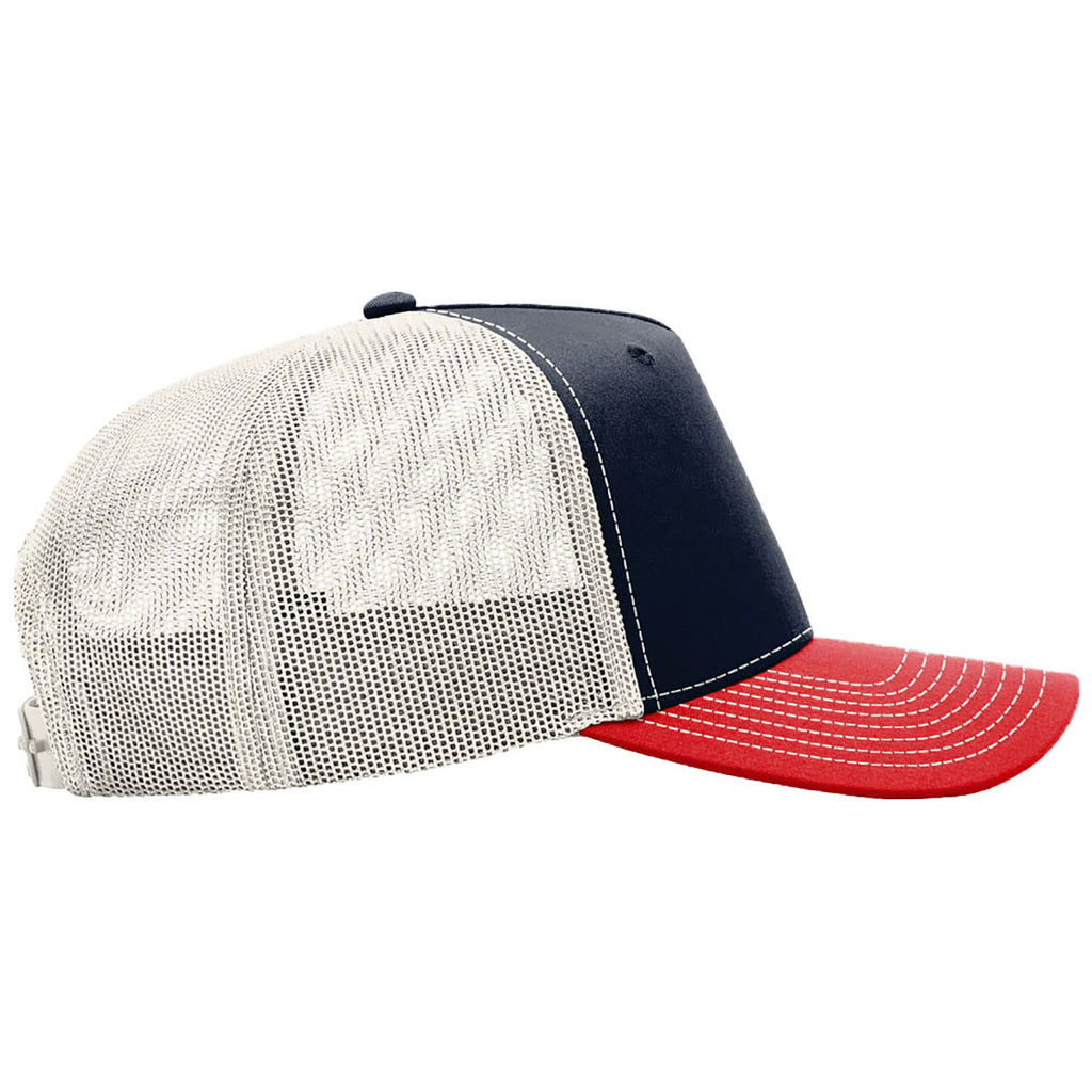 Richardson Navy/Birch/Red Five-Panel Champ Trucker