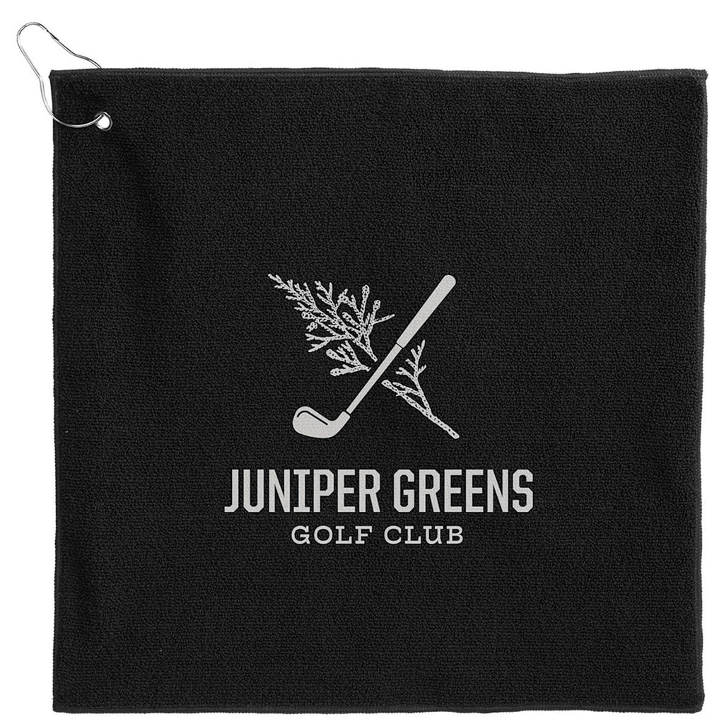 Leed's Black 15" x 15" RPET 300g Terry Polyester Towel