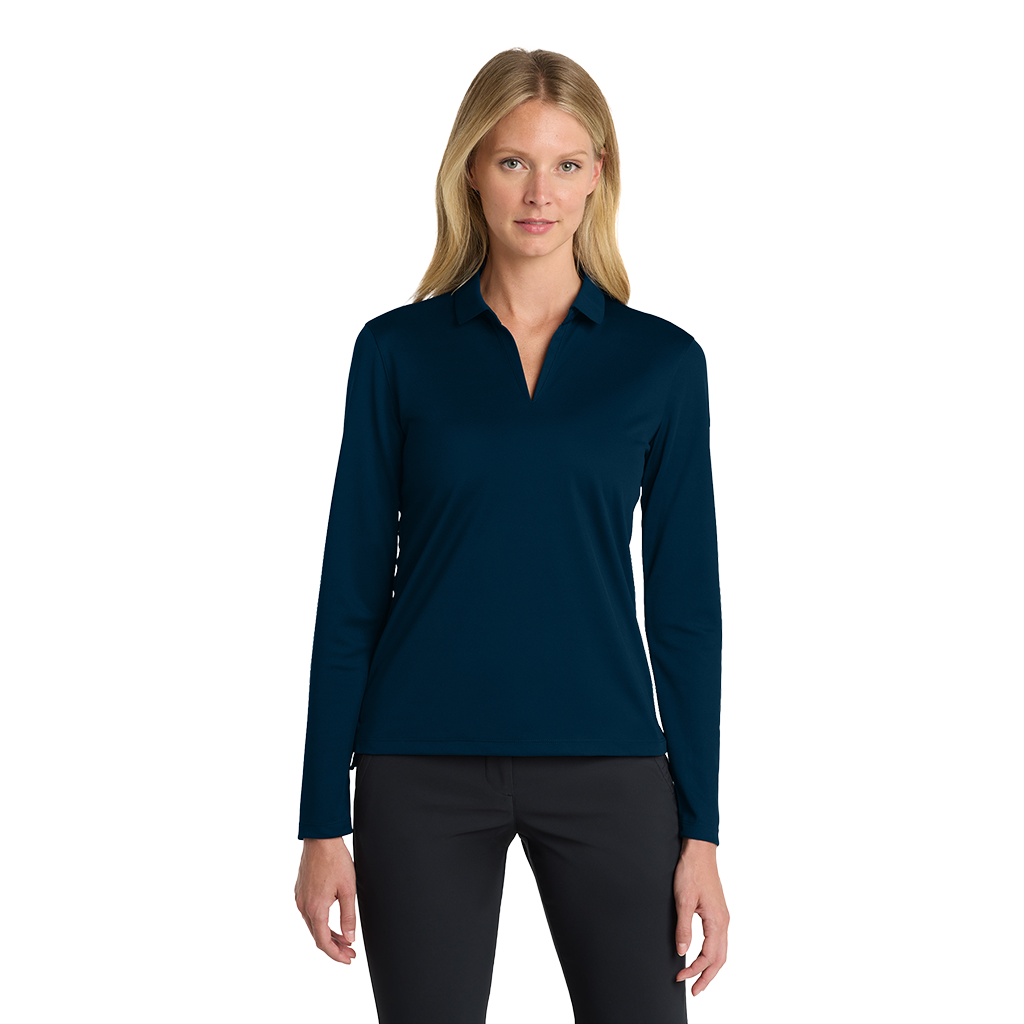 Nike Women's Navy Dri-FIT Micro Pique 2.0 Long Sleeve Polo