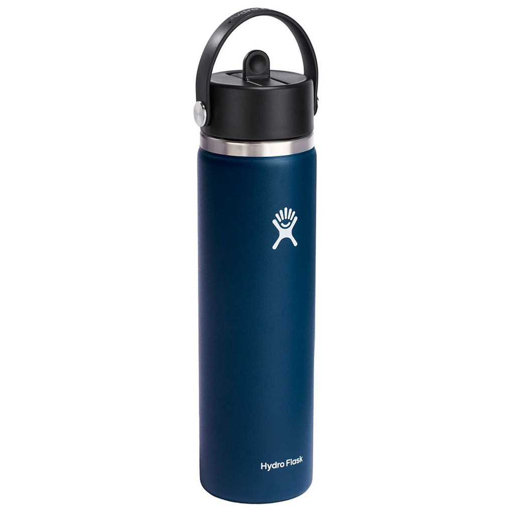 48-Hour Hydro Flask Indigo Wide Mouth 24oz Bottle with Flex Straw Cap