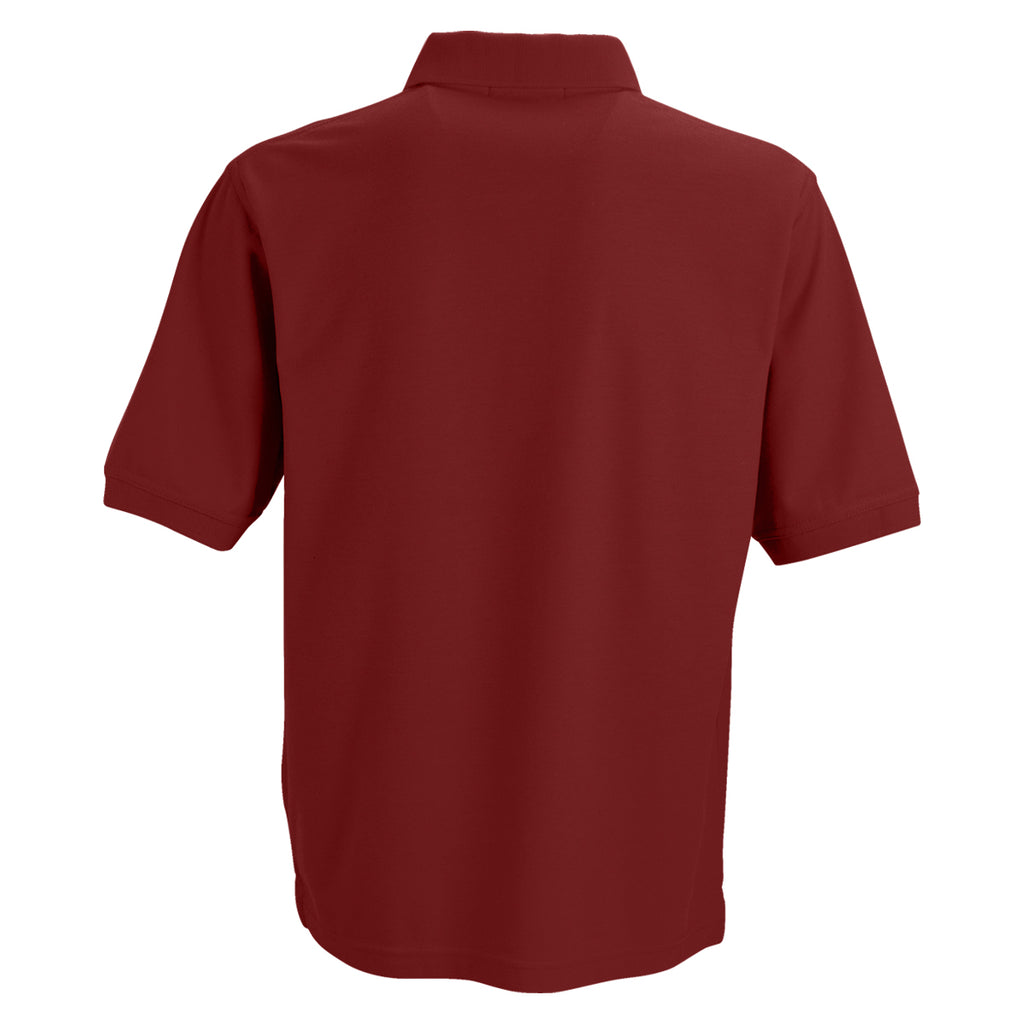 Vantage Men's Crimson Soft-Blend Double-Tuck Pique Polo