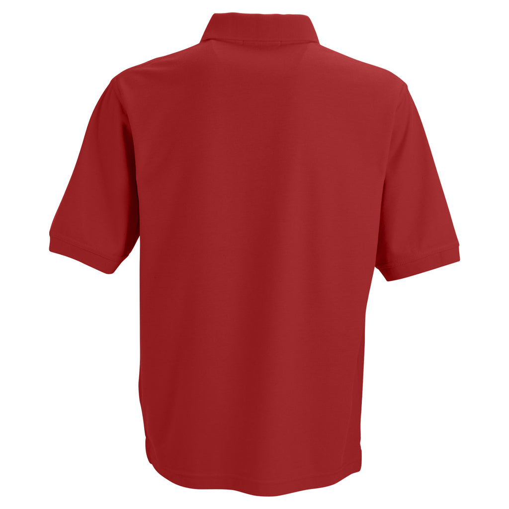 Vantage Men's Red Soft-Blend Double-Tuck Pique Polo