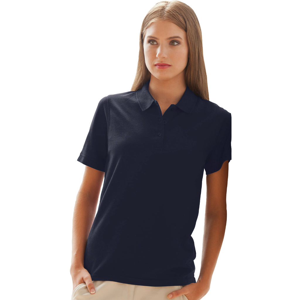 Vantage Women's Navy Soft-Blend Double-Tuck Pique Polo