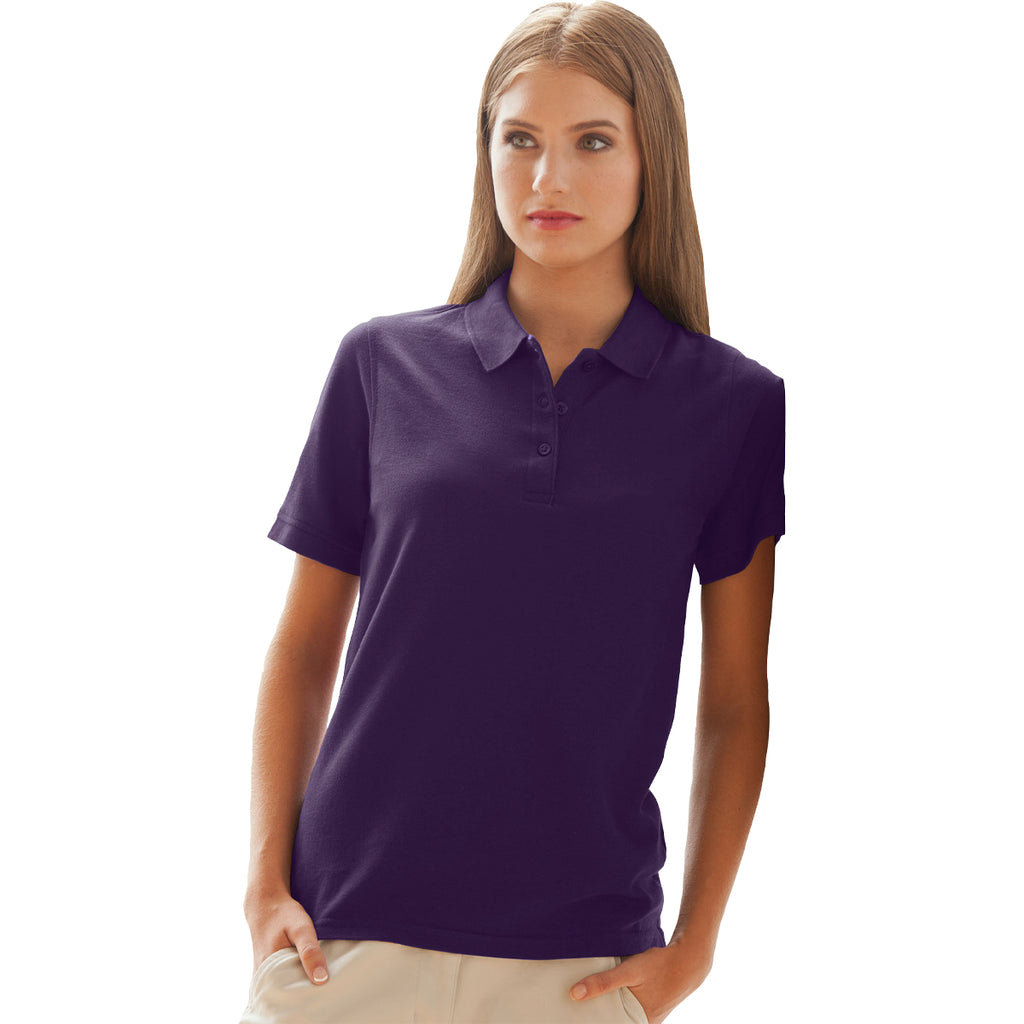 Vantage Women's Purple Soft-Blend Double-Tuck Pique Polo