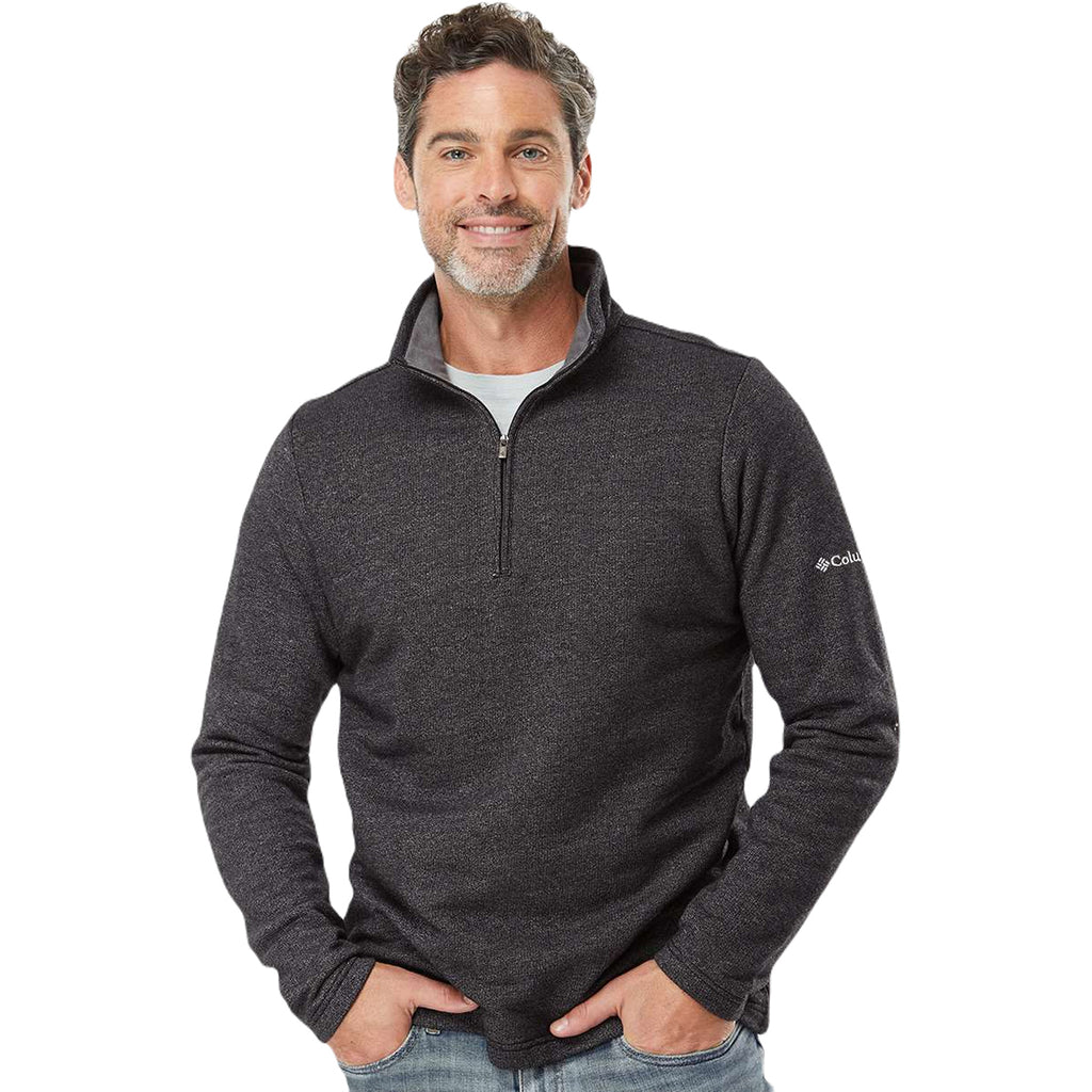 Columbia Men's Black Heather Great Hart Mountain III Half-Zip Pullover