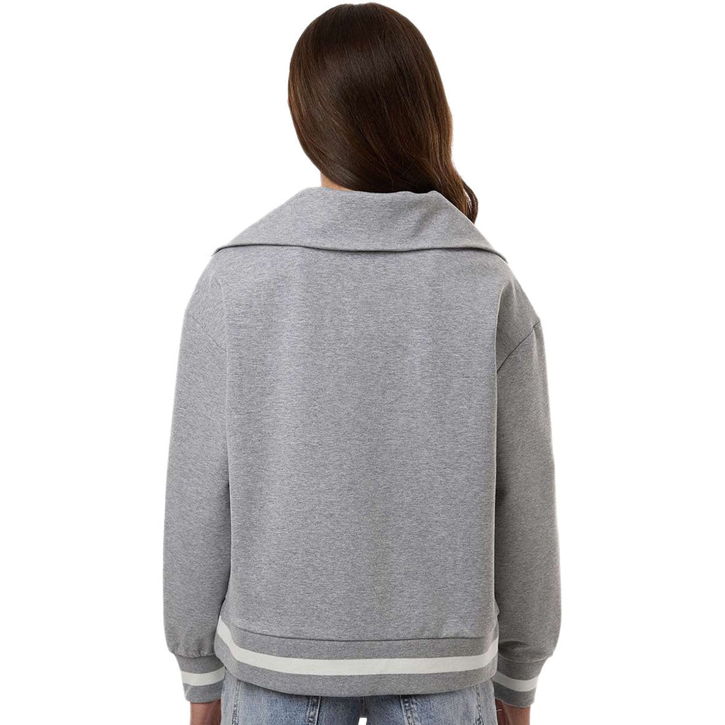 Holloway Women's Athletic Heather/Vanilla Heritage Prep Quarter-Zip Pullover