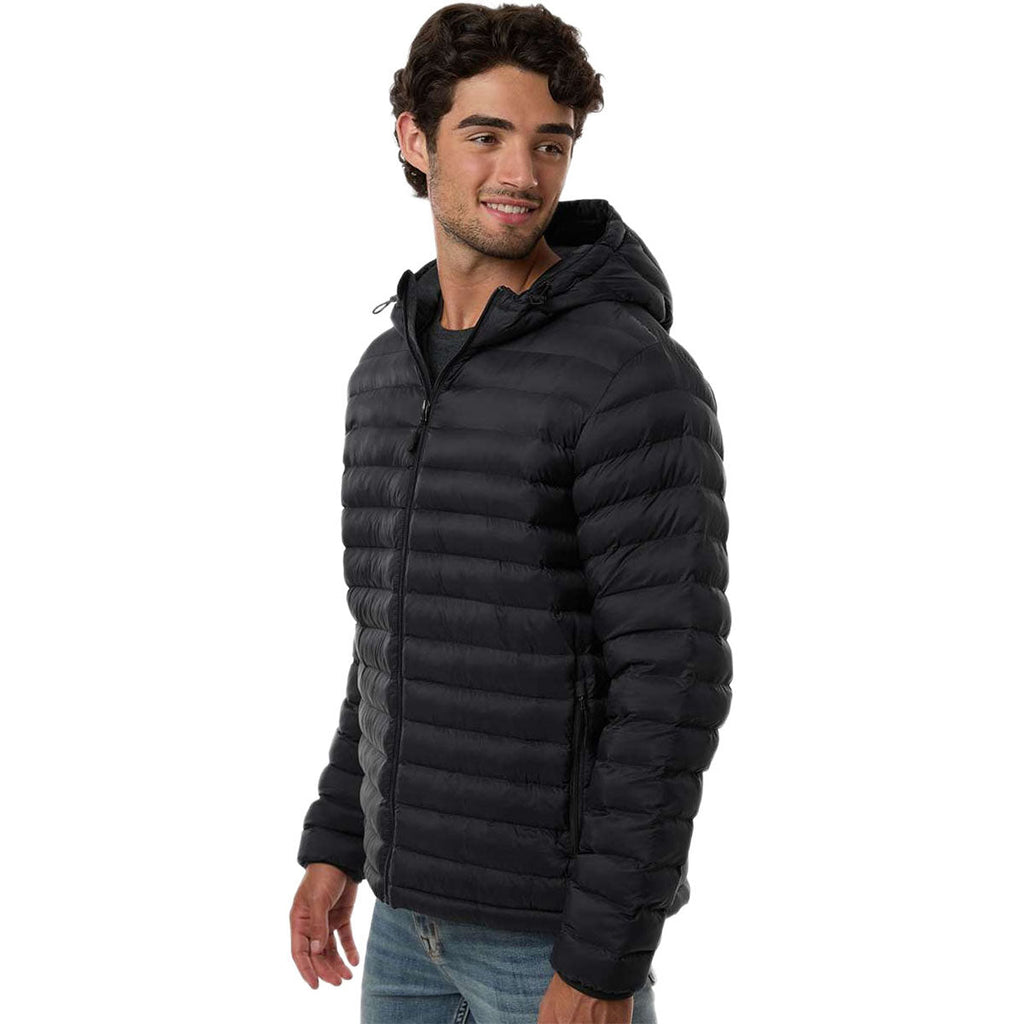 Weatherproof Men's Black Lightweight Poly-Filled Hooded Puffer Jacket