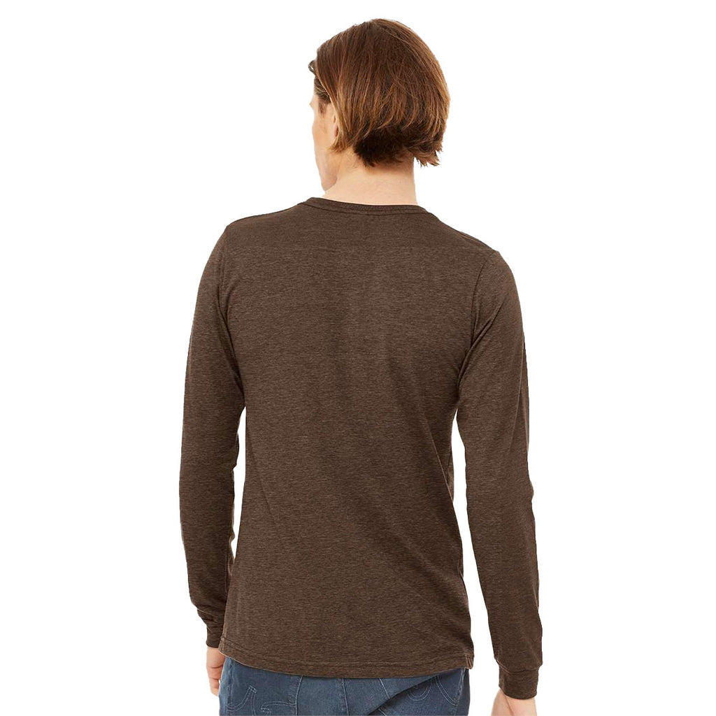 Bella + Canvas Men's Heather Brown Jersey Long-Sleeve T-Shirt