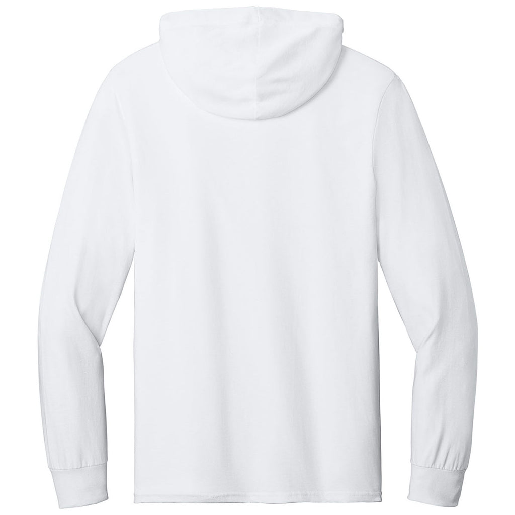Jerzees Classics Unisex White Cotton Long Sleeve Hooded T-Shirt