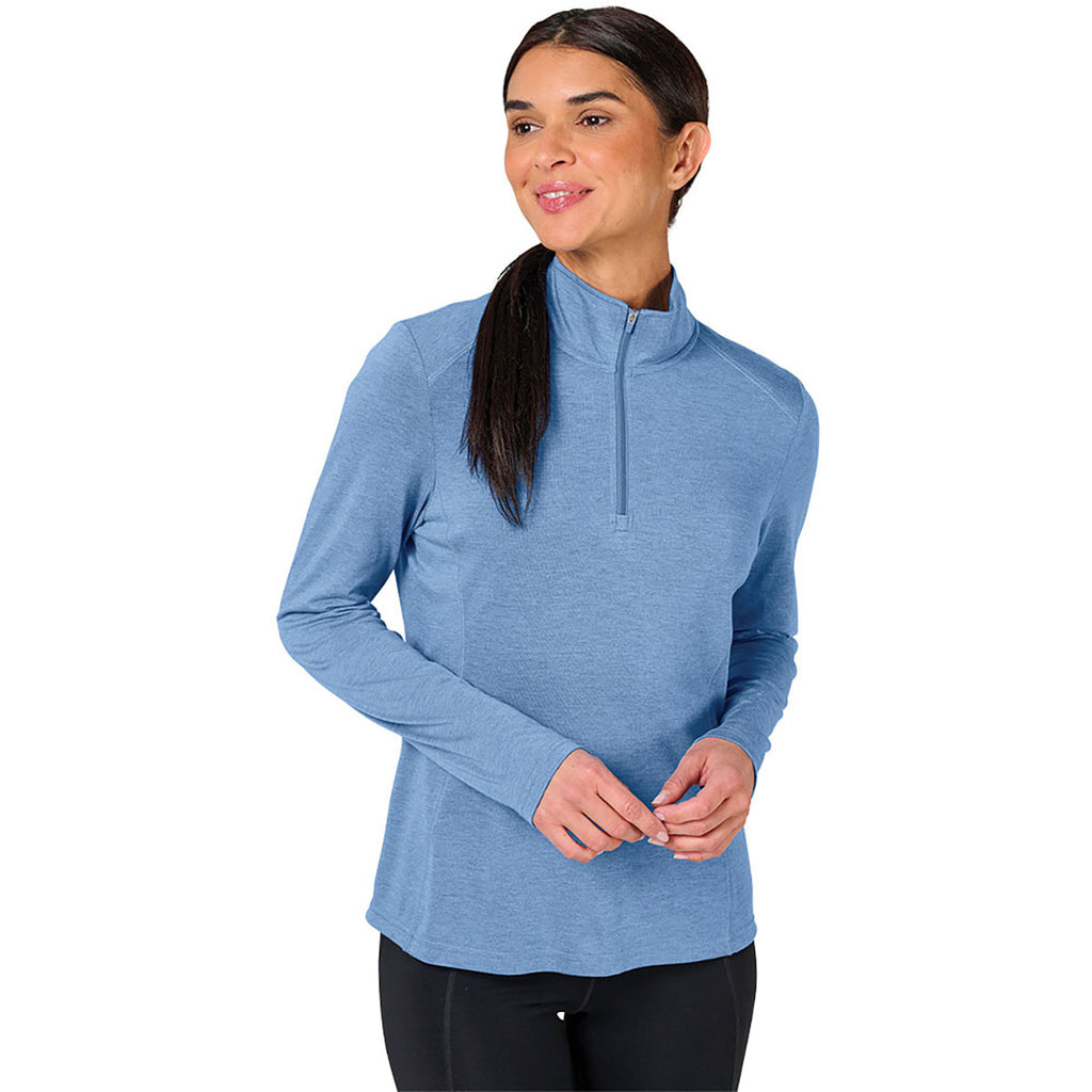 Charles River Women's Light Blue Heather Vista Tri-Blend Quarter Zip
