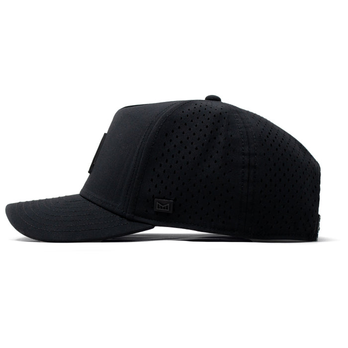 Melin Black Odyssey Stacked Hydro Performance Snapback Hat