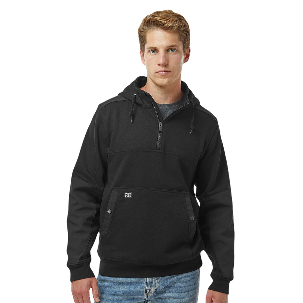 Dri Duck Men's Black Mission Quarter-Zip Hooded Pullover