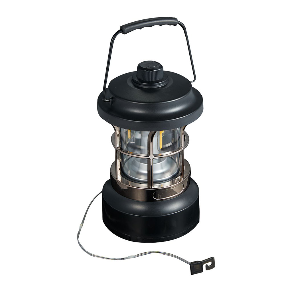 Leed's Black Rechargeable Camping Lantern with String Lights