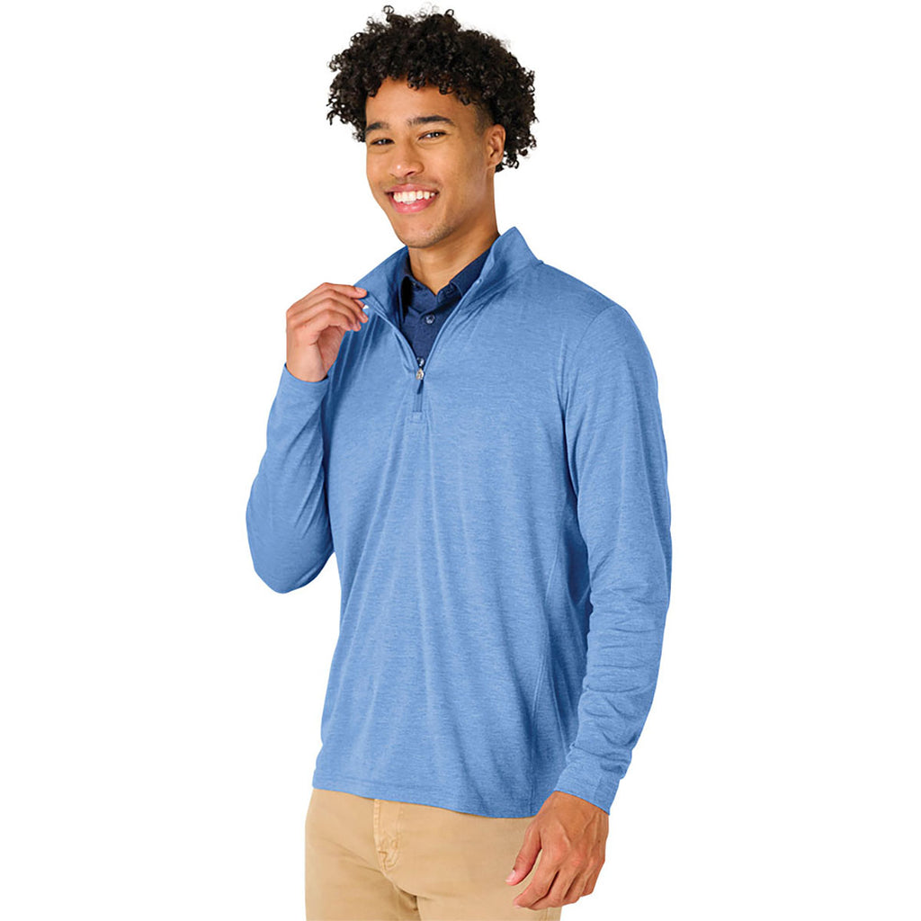 Charles River Men's Light Blue Heather Vista Tri-Blend Quarter Zip