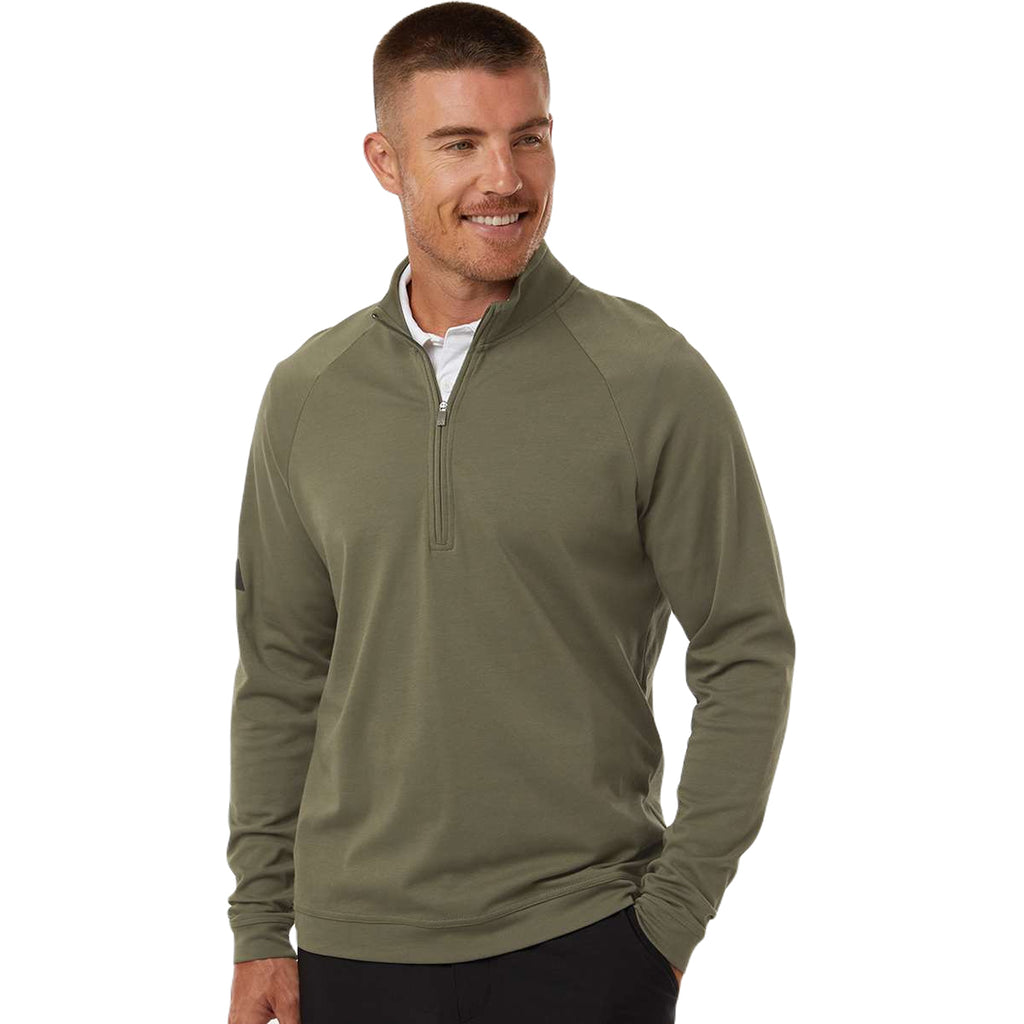 Adidas Men's Olive Strata Club Quarter Zip Pullover