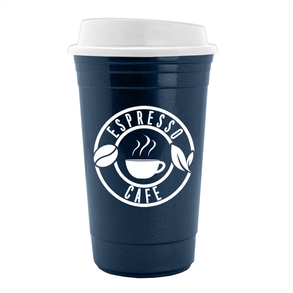 Garyline Metallic Navy Blue Traveler Insulated Cup - 16 oz.