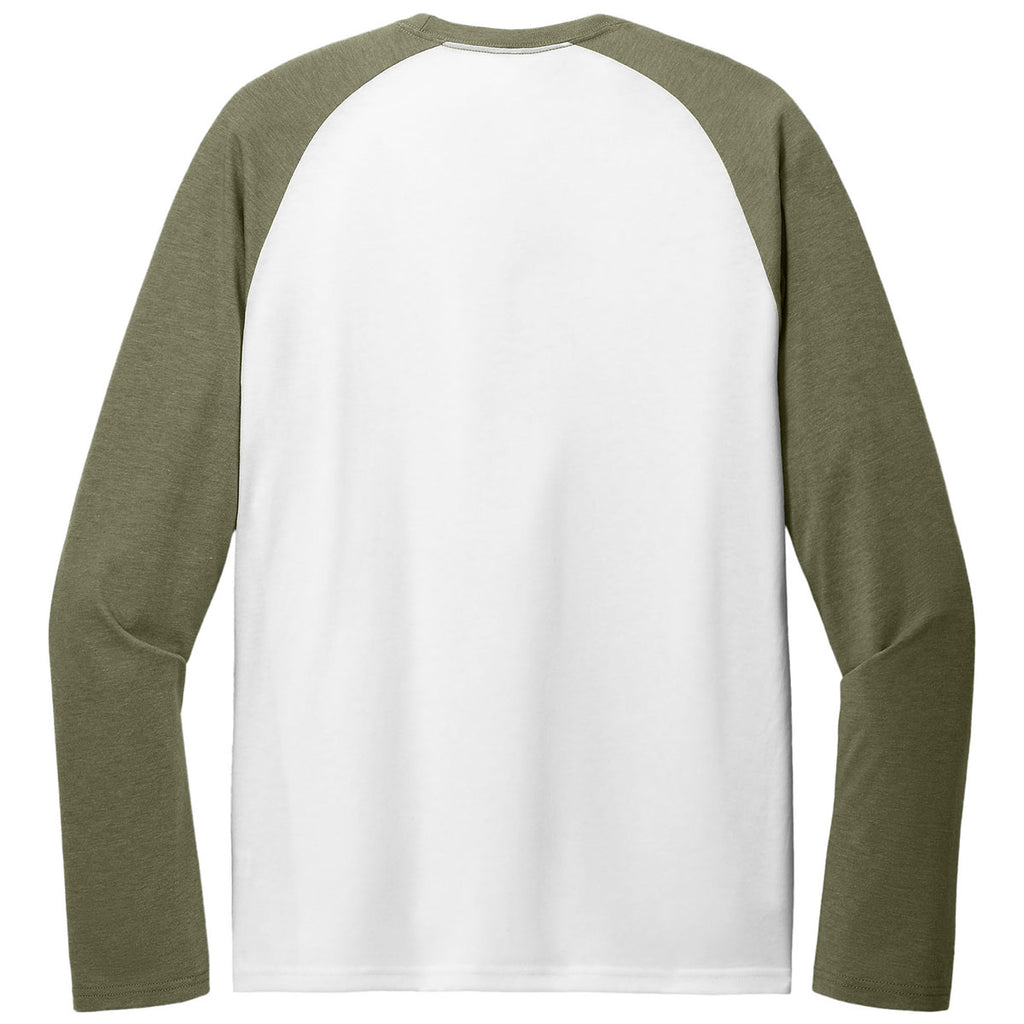 Allmade Unisex Olive You Green/Bright White Tri-Blend Long Sleeve Colorblock Raglan