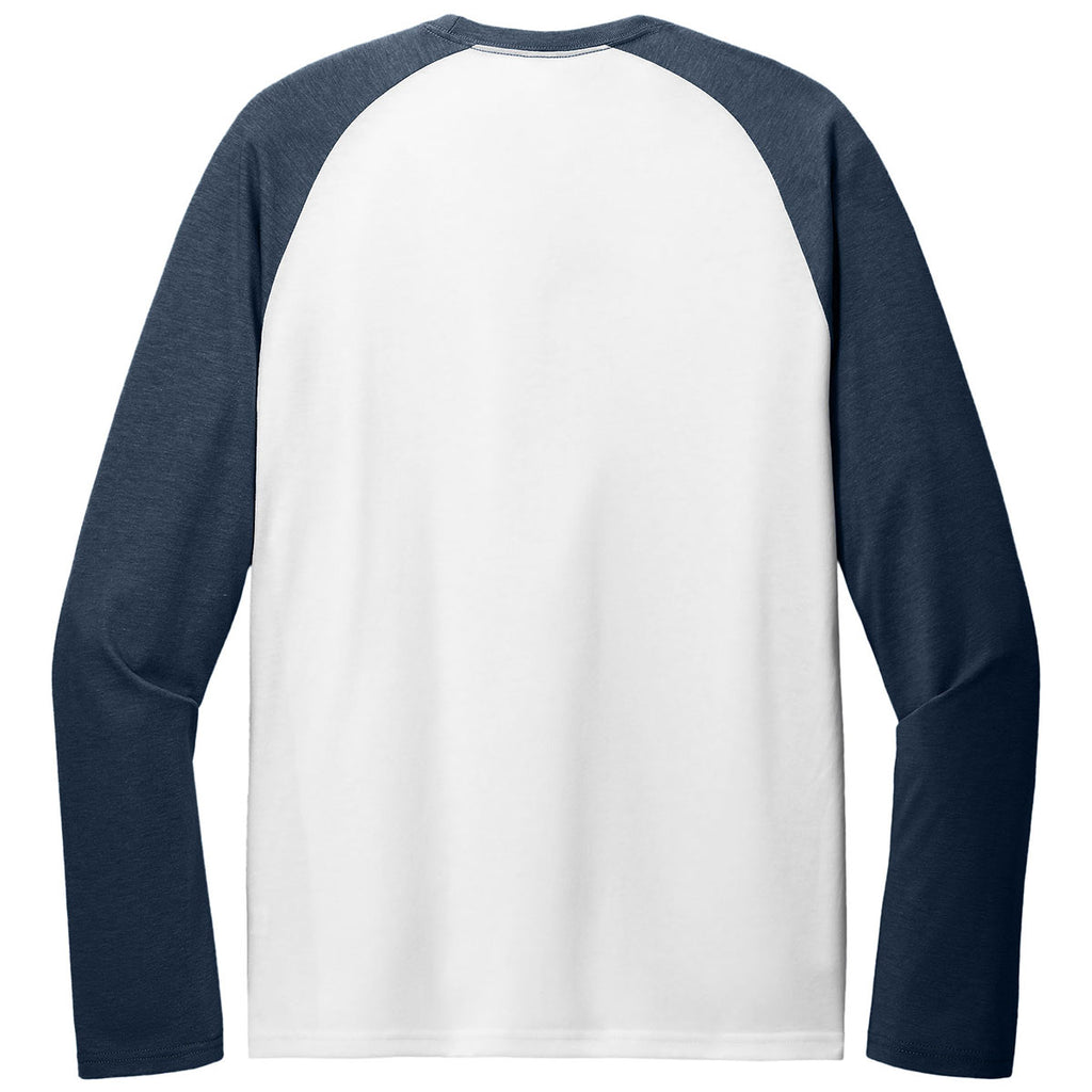 Allmade Unisex Rebel Blue/Bright White Tri-Blend Long Sleeve Colorblock Raglan