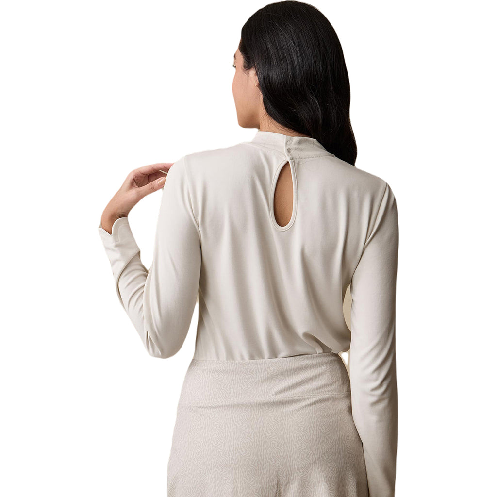 A. PUTNAM Women's Cream Long Sleeve Keyhole Top