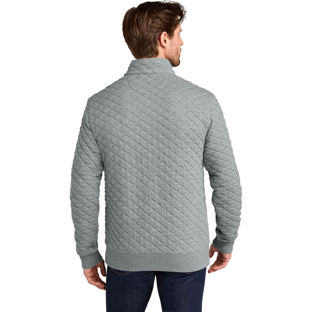 Brooks Brothers Men's Light Shadow Grey Heather Diamond Quilt 1/4-Zip