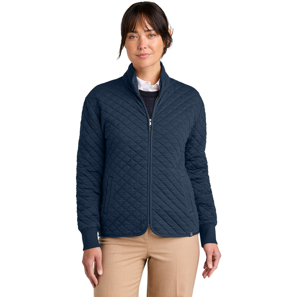 Brooks Brothers Women's Navy Blazer Diamond Quilt Full-Zip