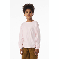 Bella + Canvas Soft Pink Youth 6-Ounce Heavyweight Long Sleeve Tee