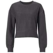 Boxercraft Women's Black Ribbed Knit Cropped Boxy Crew