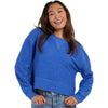 Boxercraft Women's Electric Royal Ribbed Knit Cropped Boxy Crew