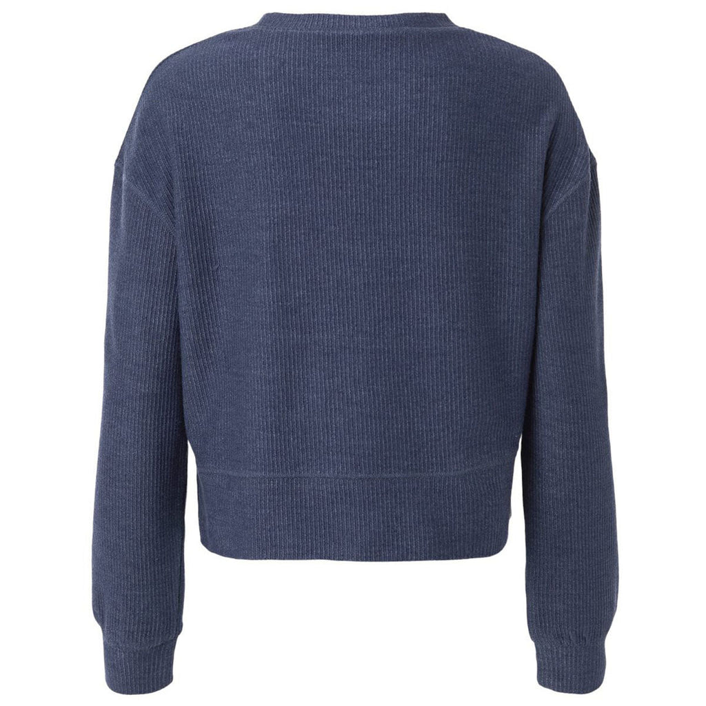 Boxercraft Women's Navy Ribbed Knit Cropped Boxy Crew