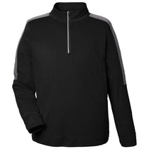 Core 365 Men's Black/Carbon Market Snag Protect Mesh Colorblock Quarter-Zip Pullover