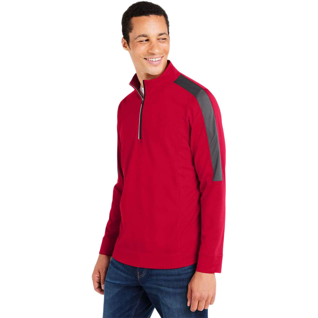 Core 365 Men's Classic Red/Carbon Market Snag Protect Mesh Colorblock Quarter-Zip Pullover