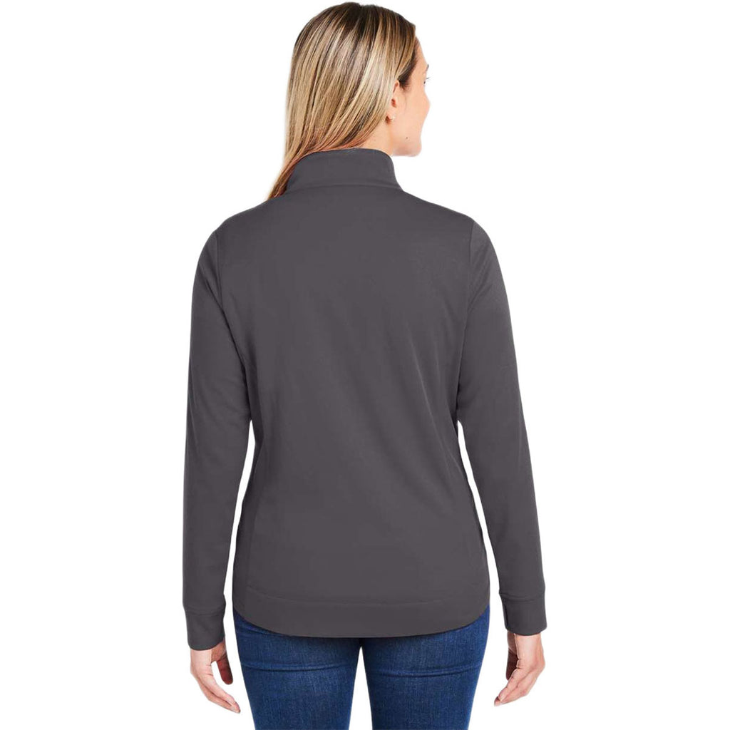 Core 365 Women's Carbon/Black Market Snag Protect Mesh Colorblock Quarter-Zip Pullover