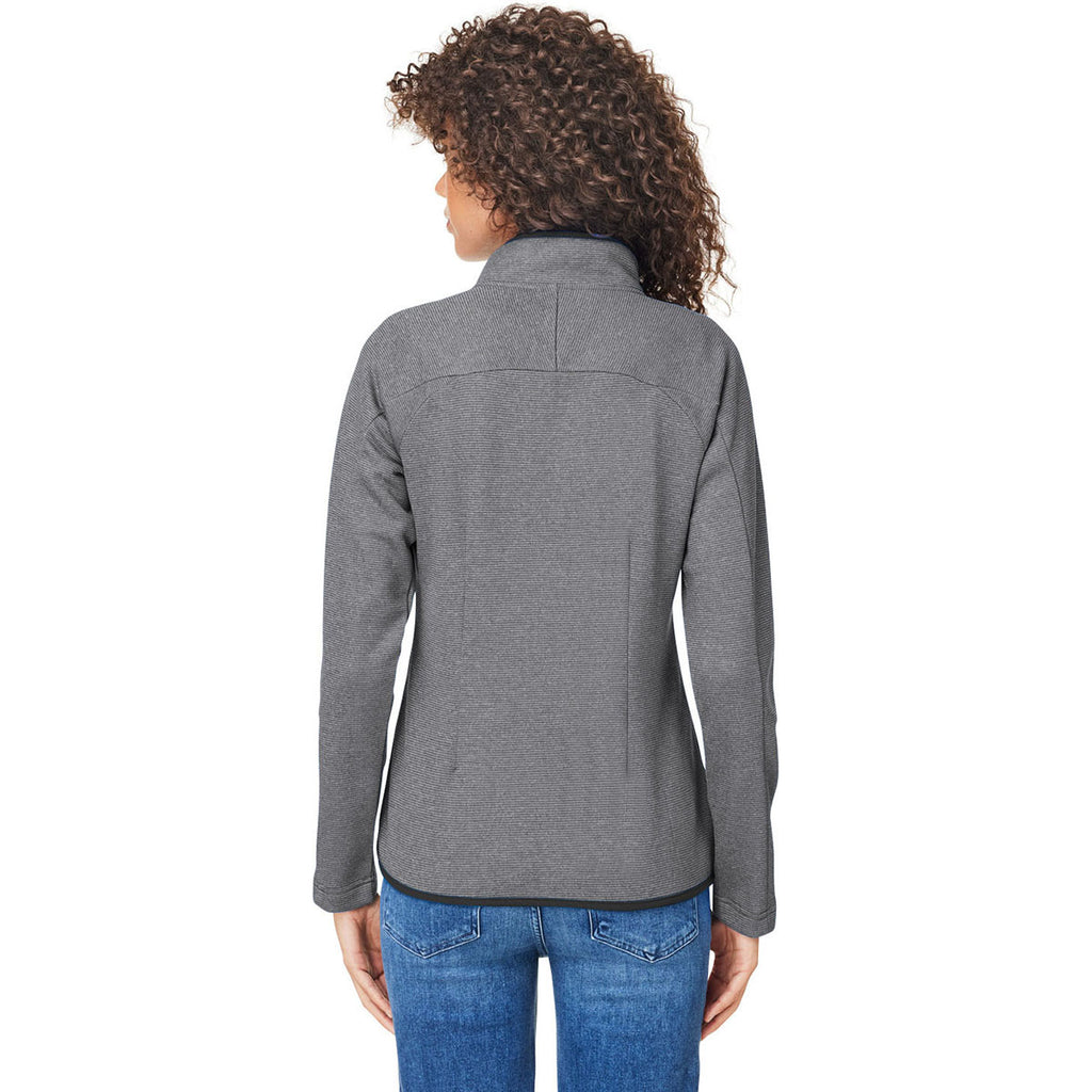 Core 365 Women's Black/White Venture Heathered Stripe Full-Zip