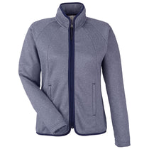 Core 365 Women's Classic Navy/White Venture Heathered Stripe Full-Zip