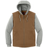 CornerStone Men's Duck Brown/Heather Grey Duck Fleece Full-Zip Hooded Jacket