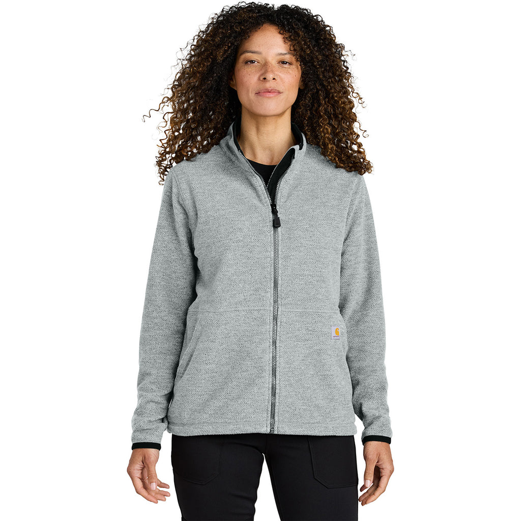 Carhartt Women's Heather Grey Textured Full-Zip Fleece Jacket