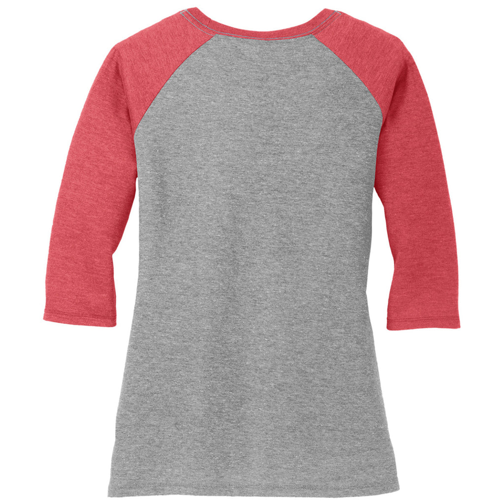 District Women’s Red Frost/ Grey Frost Perfect Tri 3/4-Sleeve Raglan