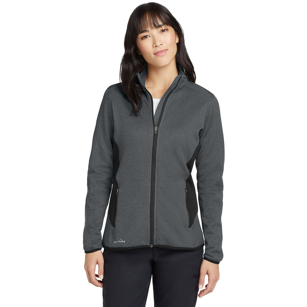 Eddie Bauer Women's Dark Charcoal Heather Full-Zip Heather Stretch Fleece Jacket
