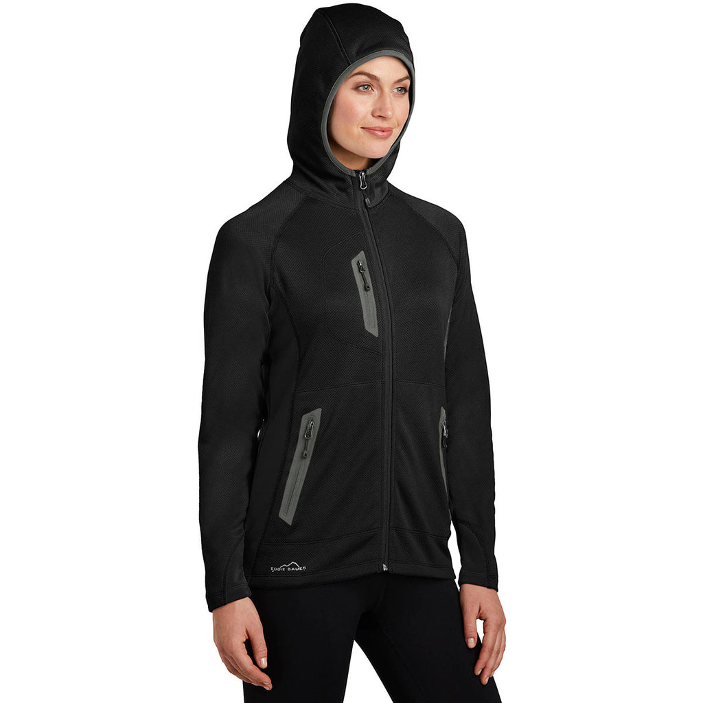 Eddie Bauer Women's Black Sport Hooded Full-Zip Fleece Jacket