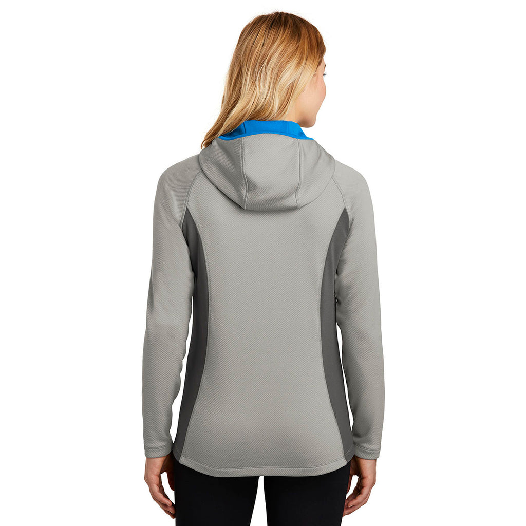 Eddie Bauer Women's Grey Cloud/Grey Steel/Expedition Blue Sport Hooded Full-Zip Fleece Jacket